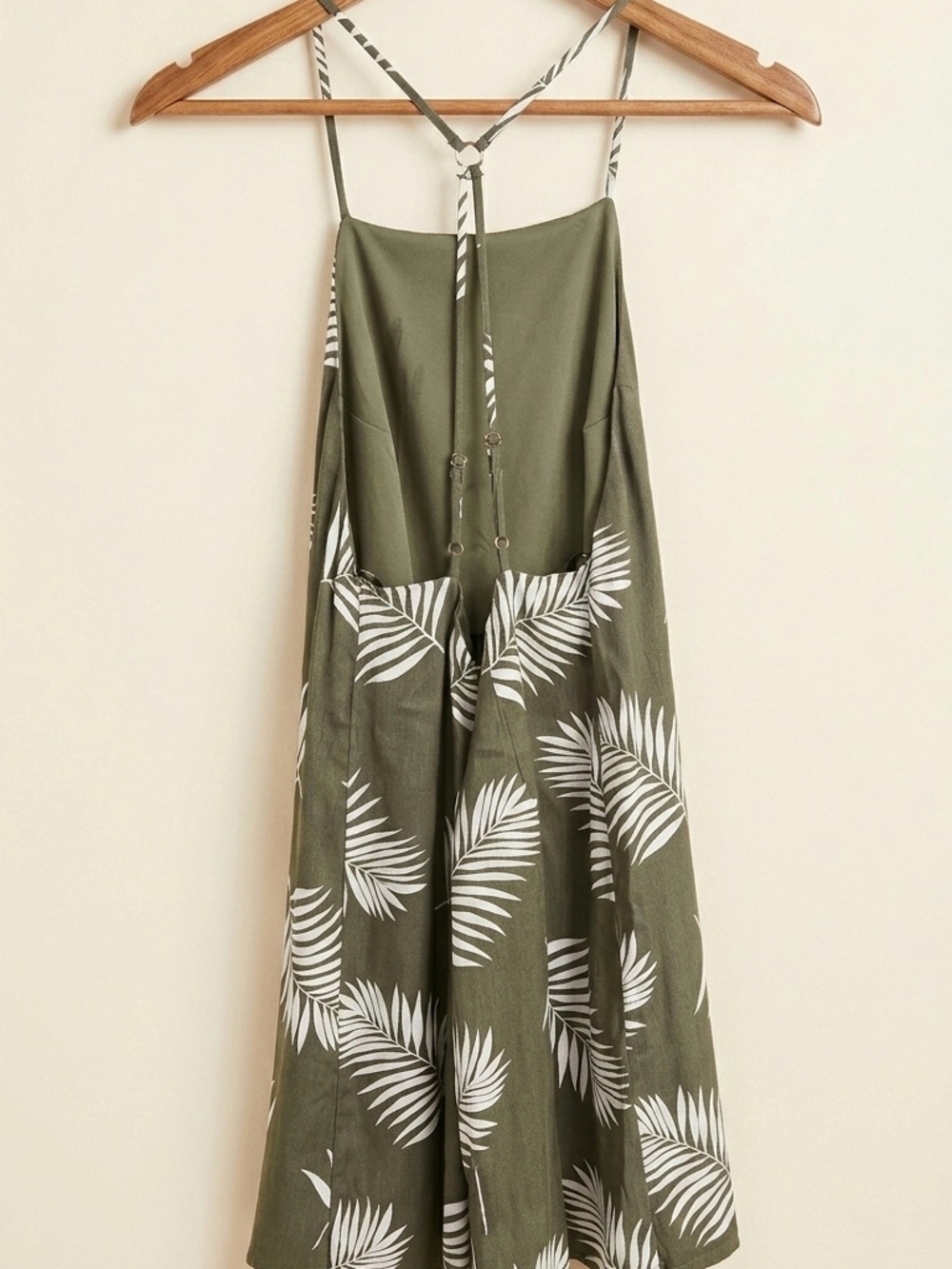 Forever 21 Olive Green Palm Print Mini Dress - Picture 6 of 7